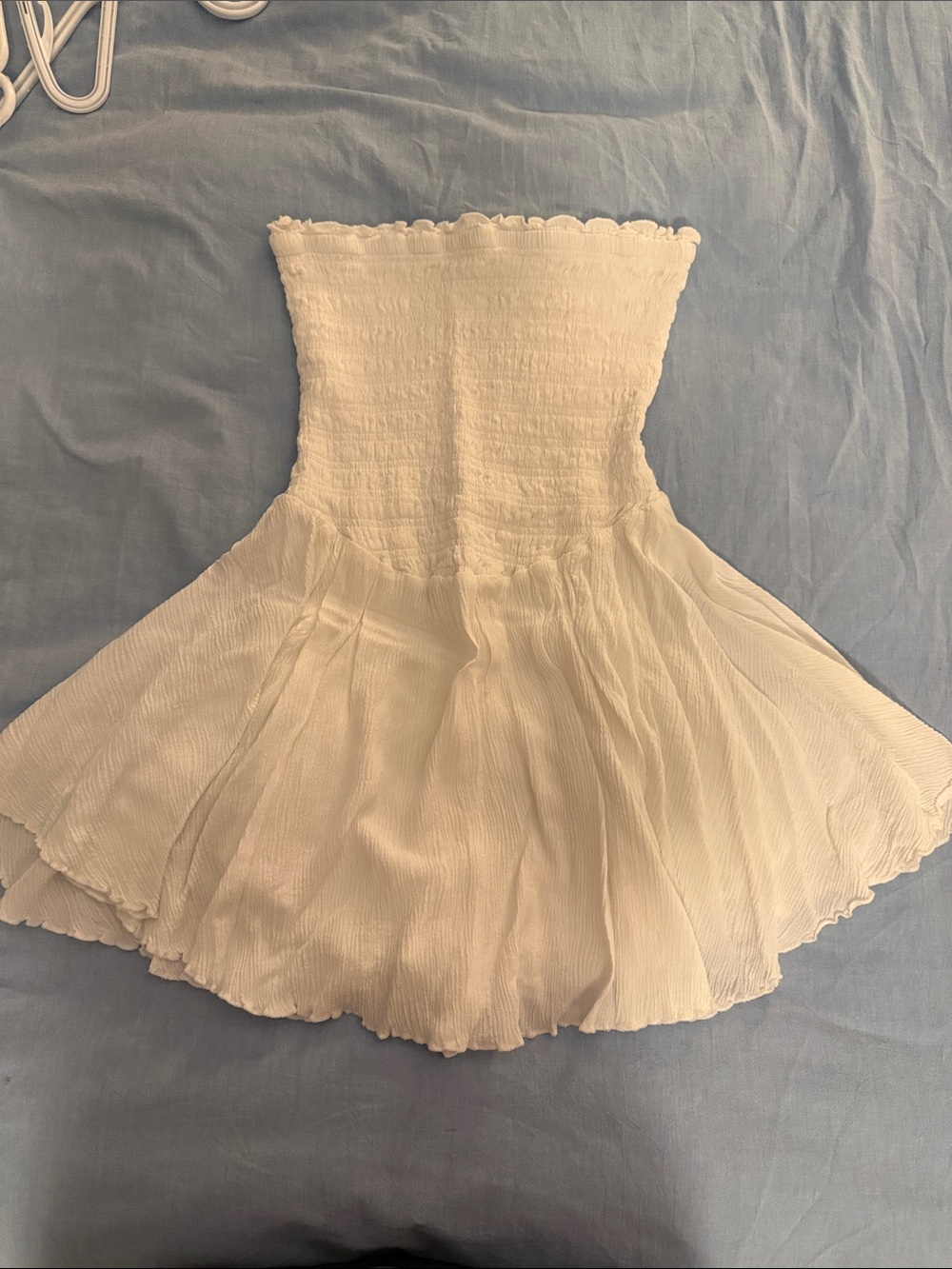 Garage White Strapless Smocked Jumpsuit Romper